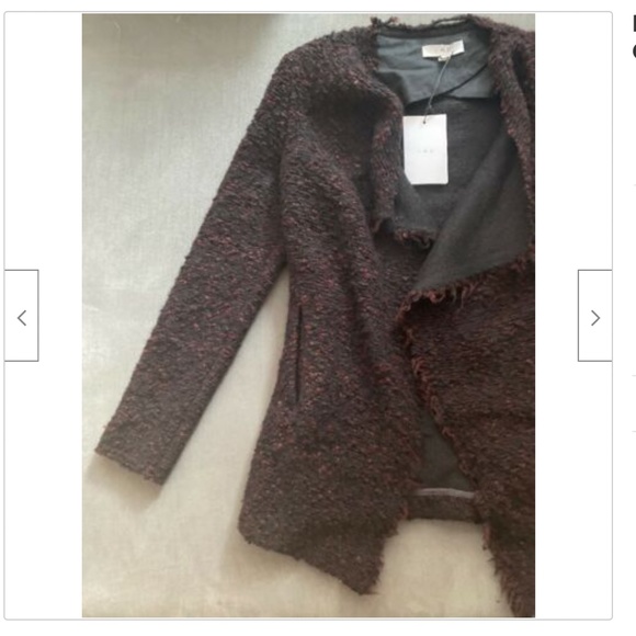 IRO Boucle Burgundy Wool Asymmetrical Jacket 36 S - Picture 4 of 11